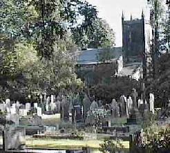 The rear of the church and the cemetary.